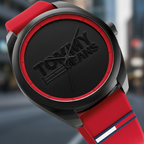 Tommy Hilfiger San Diego 1791929 44mm Men's Quartz Watch – Black & Red Silicone Strap