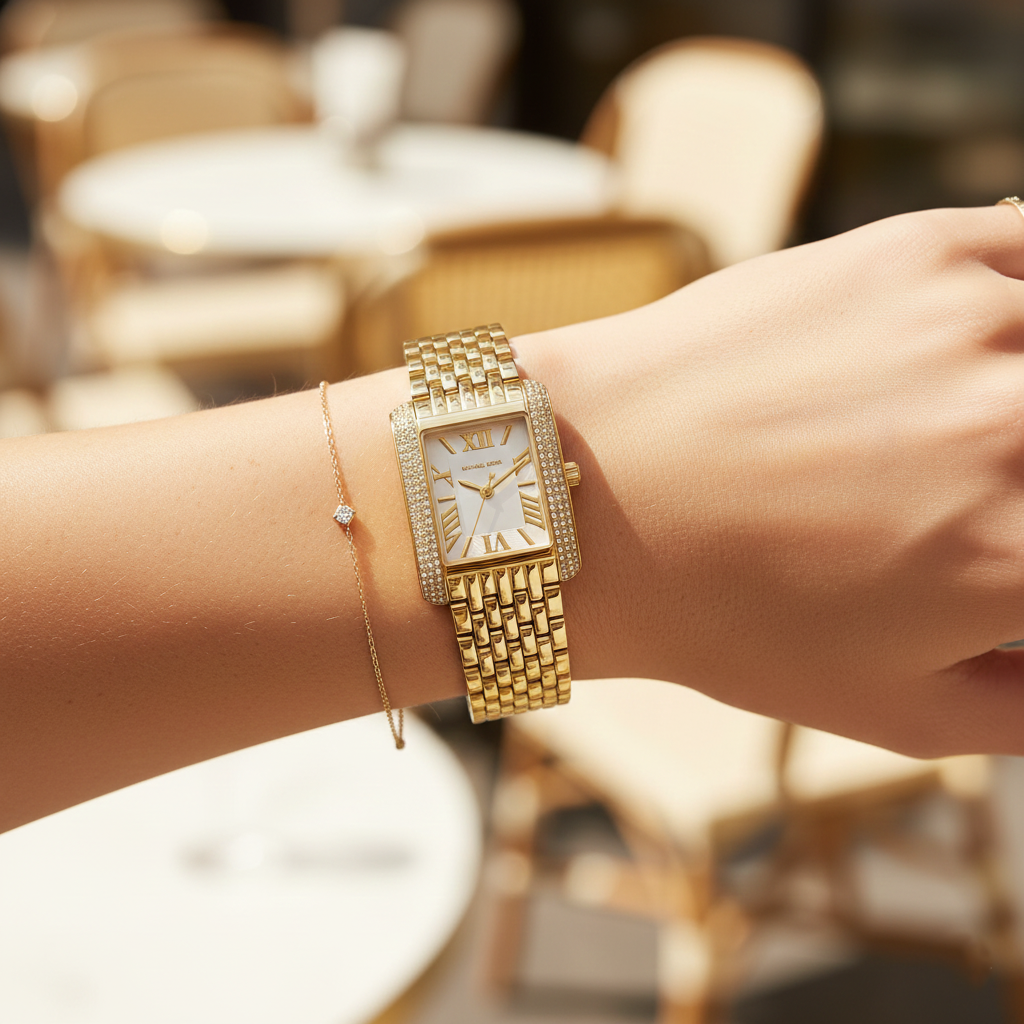 Michael Kors Emery MK4640 22mm Women's Quartz Watch – White with Gold Stainless Steel Bracelet