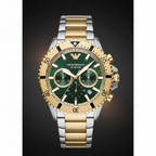 Emporio Armani Diver AR11586 43mm Men's Chronograph Watch – Green & Two-Tone Stainless Steel Bracelet