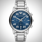 Emporio Armani Luigi AR11132 43mm Men's Chronograph Watch – Blue & Blue Stainless Steel Bracelet