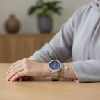 Michael Kors Parker MK6117 39mm Women's Chronograph Watch – Blue with Silver Stainless Steel Bracelet