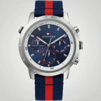 Tommy Hilfiger Signature 1792124 Men's Chronograph Watch – Blue & Navy-Red Textile Strap