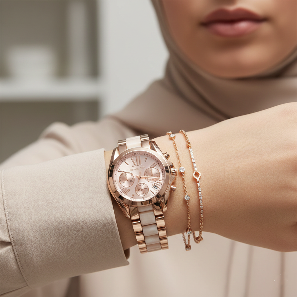 Michael Kors Bradshaw MK6066 43mm Women's Chronograph Watch – Rose Gold with Rose Gold Stainless Steel Bracelet