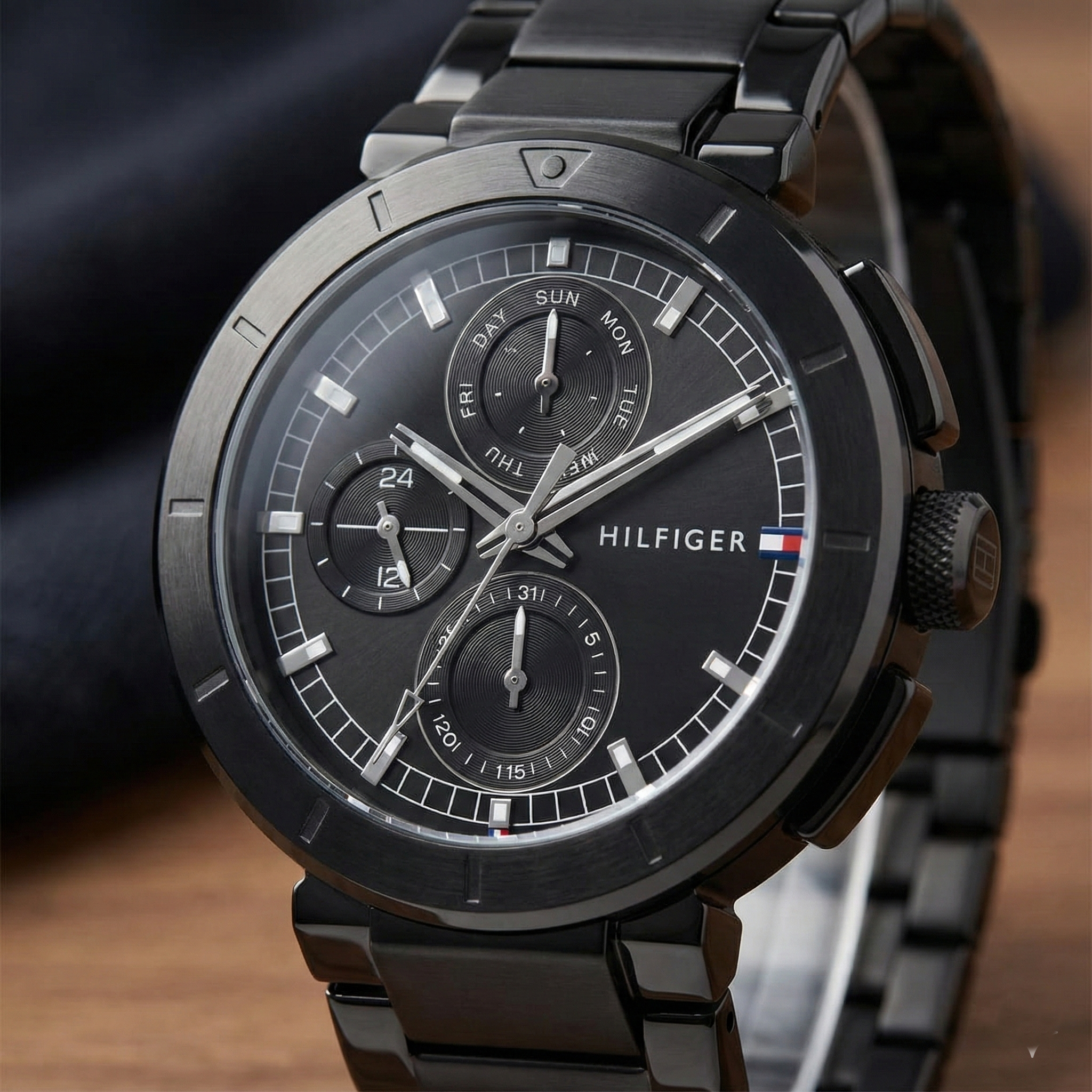 Tommy Hilfiger Signature 1792119 Men's Multi-Function Watch – Black & Black Stainless Steel Bracelet
