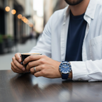 Emporio Armani Diver AR11588 43mm Men's Chronograph Watch – Blue Sunray & Blue Textile Strap