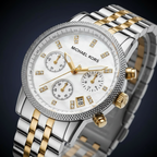 Michael Kors Ritz MK5057 38mm Women's Quartz Watch – Silver with Gold Stainless Steel Bracelet