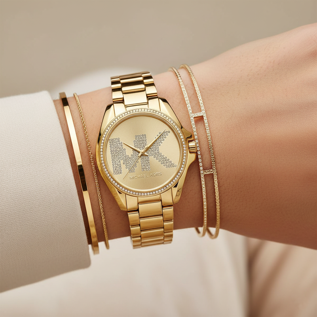 Michael Kors Bradshaw MK6555 39mm Women's Quartz Watch – Gold with Gold Stainless Steel Bracelet