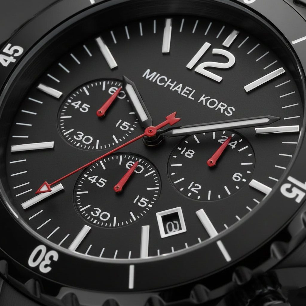 Michael Kors Madison MK8161 45mm Men's Chronograph Watch – Black & Silver-Tone Stainless Steel Bracelet