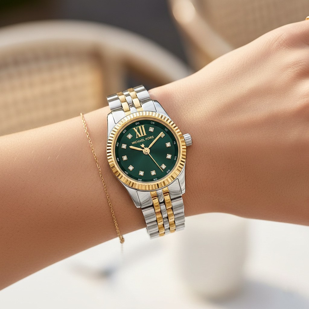 Michael Kors Lexington MK4986 26mm Women's Quartz Watch – Green with Two-Tone Stainless Steel Bracelet