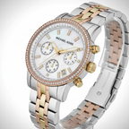 Michael Kors Ritz MK5650 37mm Women's Chronograph Watch – Mother Of Pearl with Two-Tone Stainless Steel Bracelet