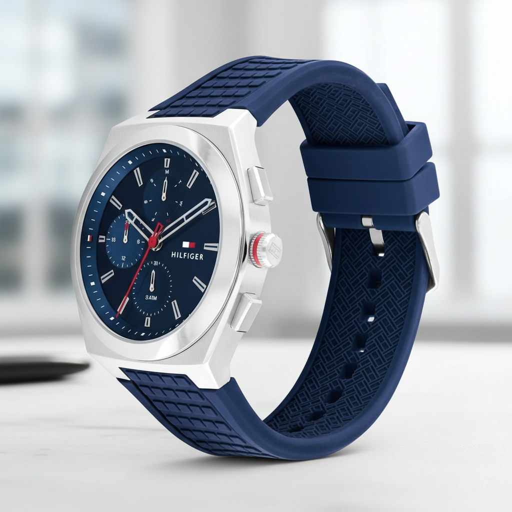 Tommy Hilfiger Connor 1791899 46mm Men's Multi-Function Watch – Blue & Blue Silicone Strap