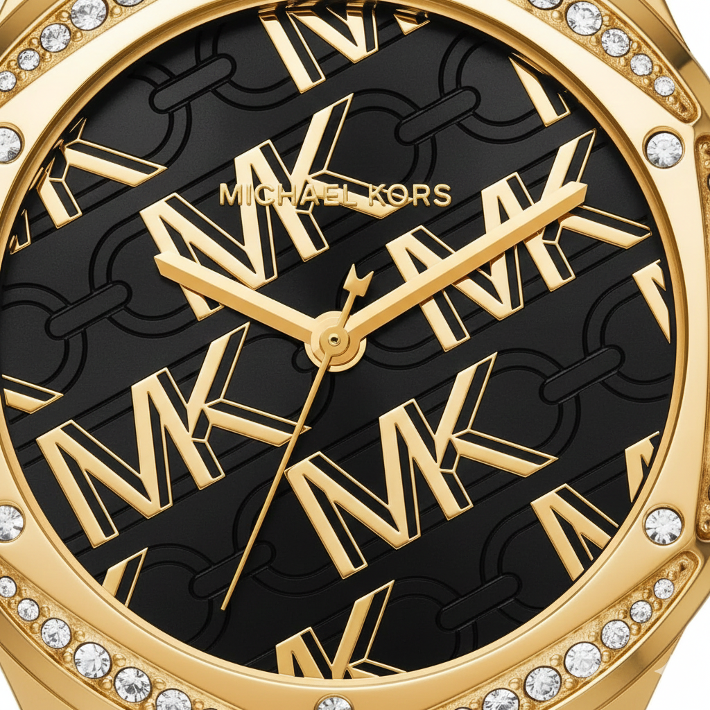 Michael Kors Signature MK7404 38mm Women's Quartz Watch – Black with Gold Stainless Steel Bracelet