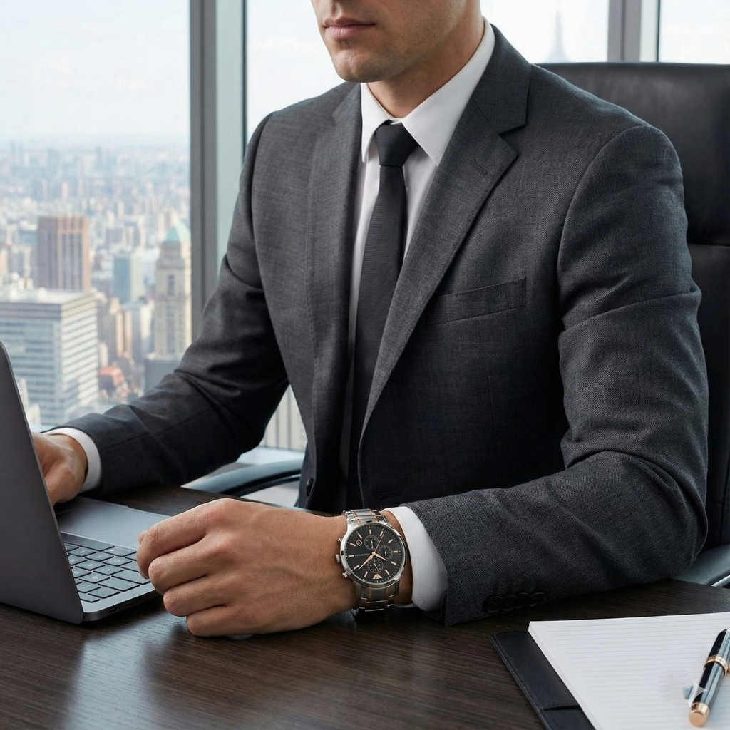 Emporio Armani Renato AR11165 Men's Chronograph Watch – Black Sunray & Rose Gold Stainless Steel Bracelet