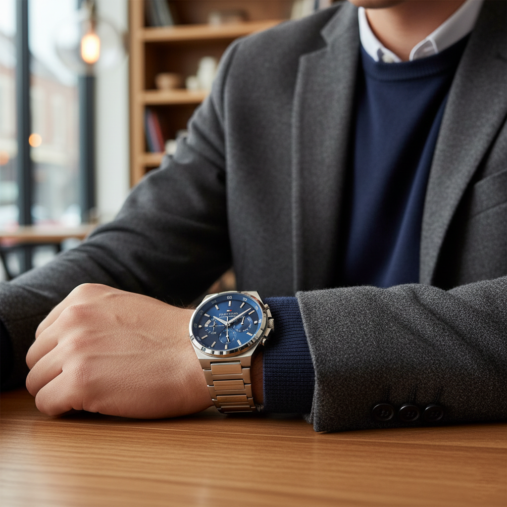 Tommy Hilfiger Signature 1792089 Men's Multi-Function Watch – Blue & Silver Stainless Steel Bracelet