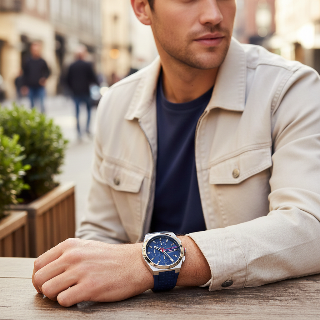 Tommy Hilfiger Connor 1791899 46mm Men's Multi-Function Watch – Blue & Blue Silicone Strap