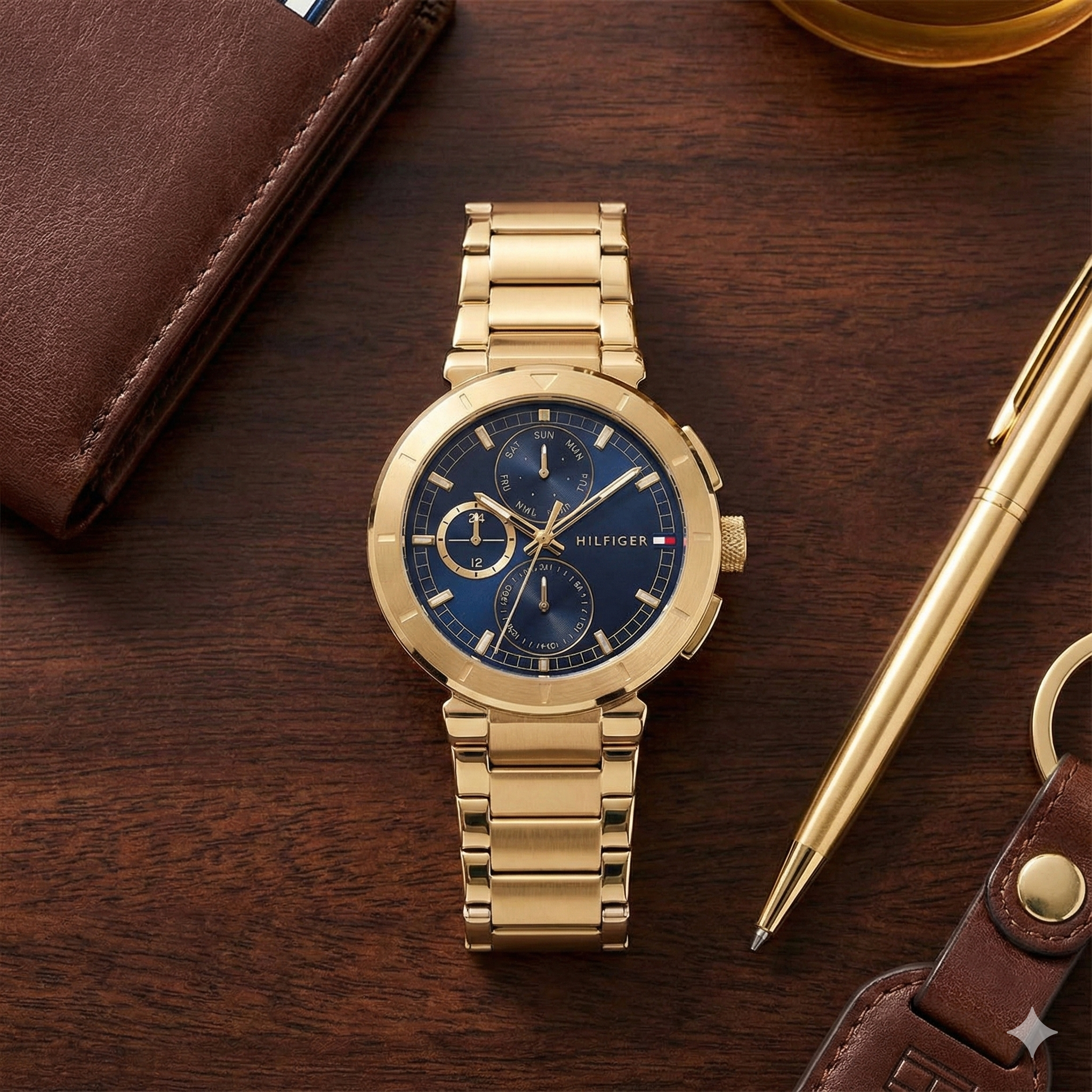 Tommy Hilfiger Signature 1792118 Men's Multi-Function Watch – Blue & Gold Stainless Steel Bracelet