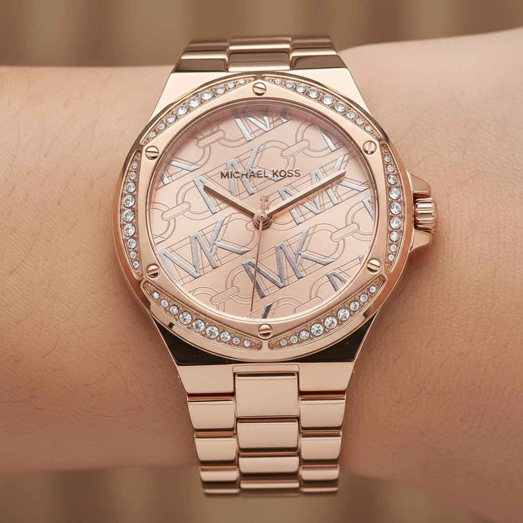 Michael Kors Lennox MK7405 37mm Women's Quartz Watch – Rose Gold with Rose Gold Chain-Link Bracelet