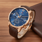 Tommy Hilfiger Sullivan 1791933 44mm Men's Multi-Function Watch – Blue & Brown Genuine Leather Strap
