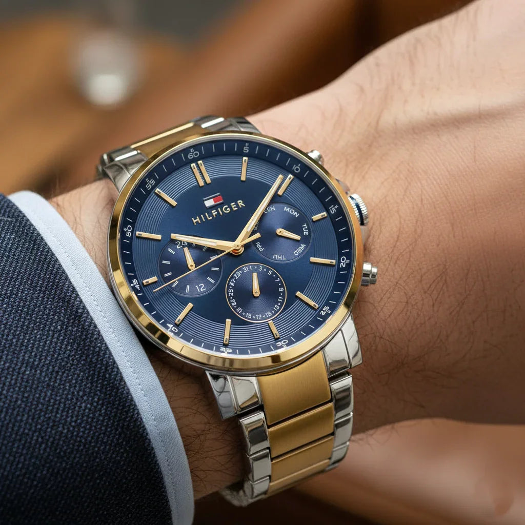 Tommy Hilfiger Signature 1710710 Men's Multi-Function Watch – Blue & Two-Tone Stainless Steel Bracelet