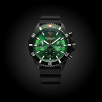 Emporio Armani Diver AR11463 43mm Men's Chronograph Watch – Green Sunray & Green Silicone Strap