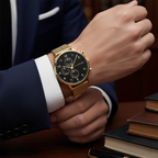 Tommy Hilfiger Leonard 1791989 44mm Men's Multi-Function Watch – Gold & Gold Stainless Steel Mesh Bracelet