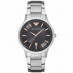 Emporio Armani Renato AR11179 43mm Men's Quartz Watch – Black & Rose Gold Stainless Steel Bracelet
