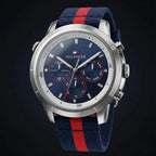 Tommy Hilfiger Signature 1792124 Men's Chronograph Watch – Blue & Navy-Red Textile Strap