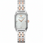 Emporio Armani Gioia AR11146 22mm Women's Quartz Watch – Mother-of-Pearl & Two-Tone Silver and Rose Gold Stainless Steel Bracelet