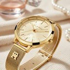 Tommy Hilfiger Signature 1782588 38mm Women's Quartz Watch – Gold Monogram & Gold Stainless Steel Mesh Bracelet