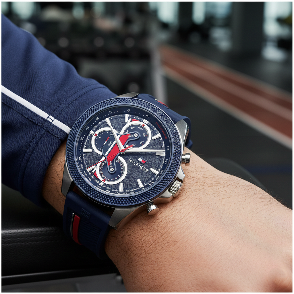 Tommy Hilfiger Signature 1792083 46mm Men's Multi-Function Watch – Blue & Blue Silicone Strap