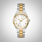 Michael Kors Lennox MK7464 37mm Women's Quartz Watch – White with Two-Tone Stainless Steel Bracelet