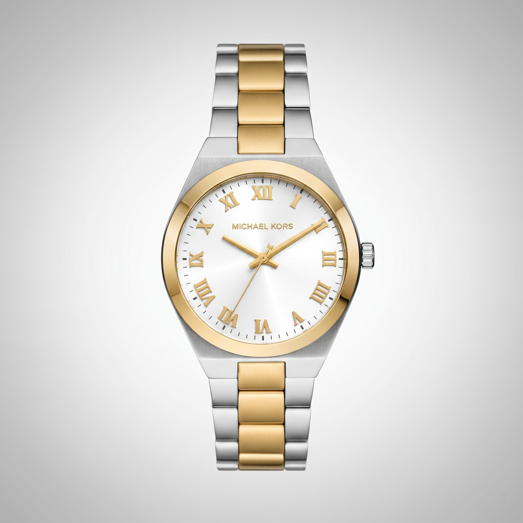 Michael Kors Lennox MK7464 37mm Women's Quartz Watch – White with Two-Tone Stainless Steel Bracelet