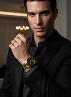 Michael Kors Billie MK9220 44mm Men's Chronograph Watch – Black & Gold-Tone Stainless Steel Bracelet