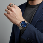 Emporio Armani Gianni AR1648 43mm Men's Quartz Watch – Blue & Blue Stainless Steel Bracelet