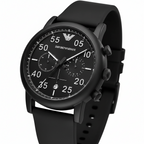 Emporio Armani Luigi Slim AR11133 43mm Men's Chronograph Watch – Black & Black Silicone Strap