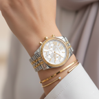 Michael Kors Lexington MK5955 38mm Women's Chronograph Watch – Signature with Two-Tone Stainless Steel Bracelet