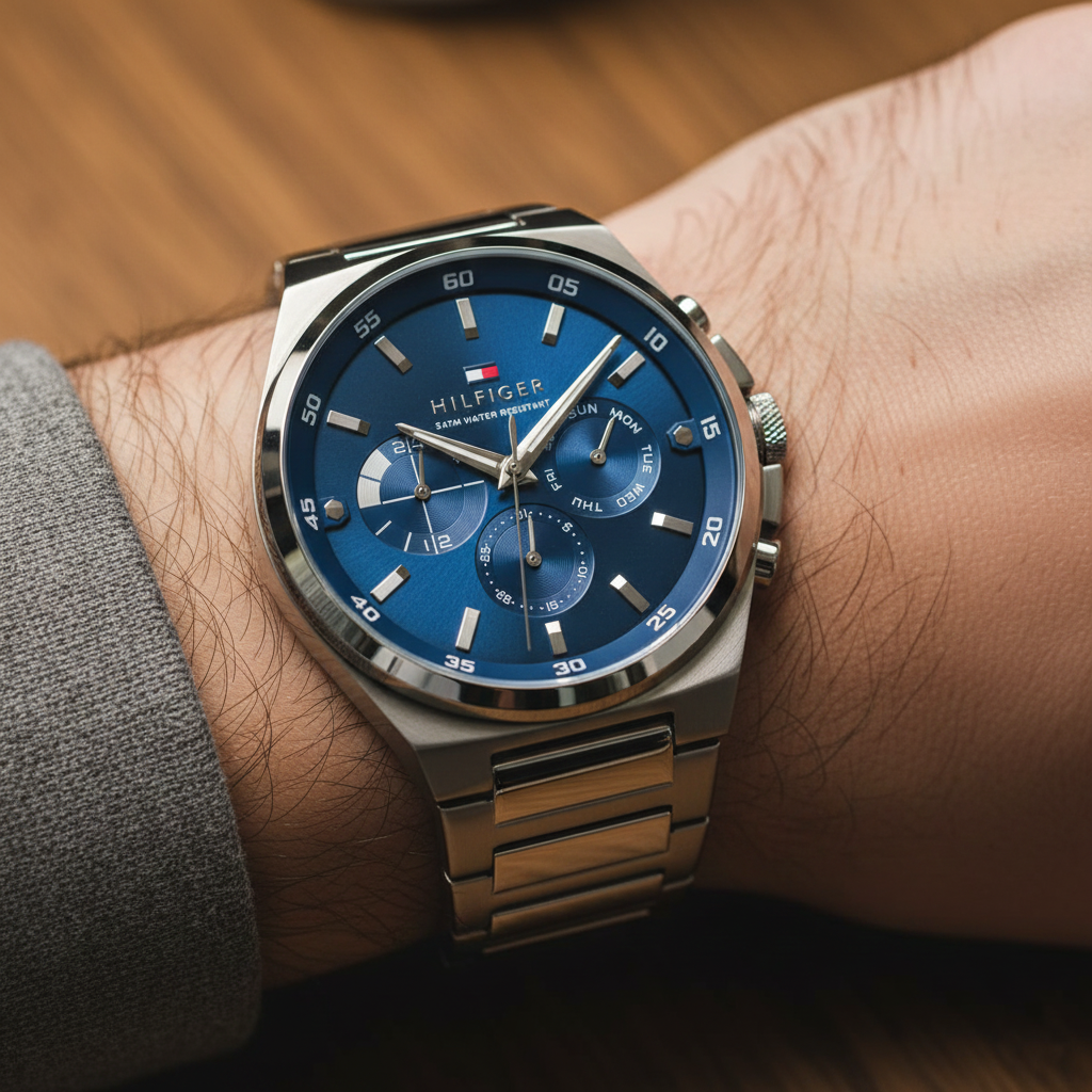 Tommy Hilfiger Signature 1792089 Men's Multi-Function Watch – Blue & Silver Stainless Steel Bracelet