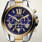 Michael Kors Bradshaw MK5976 43mm Women's Chronograph Watch – Navy Blue with Two-Tone Stainless Steel Bracelet