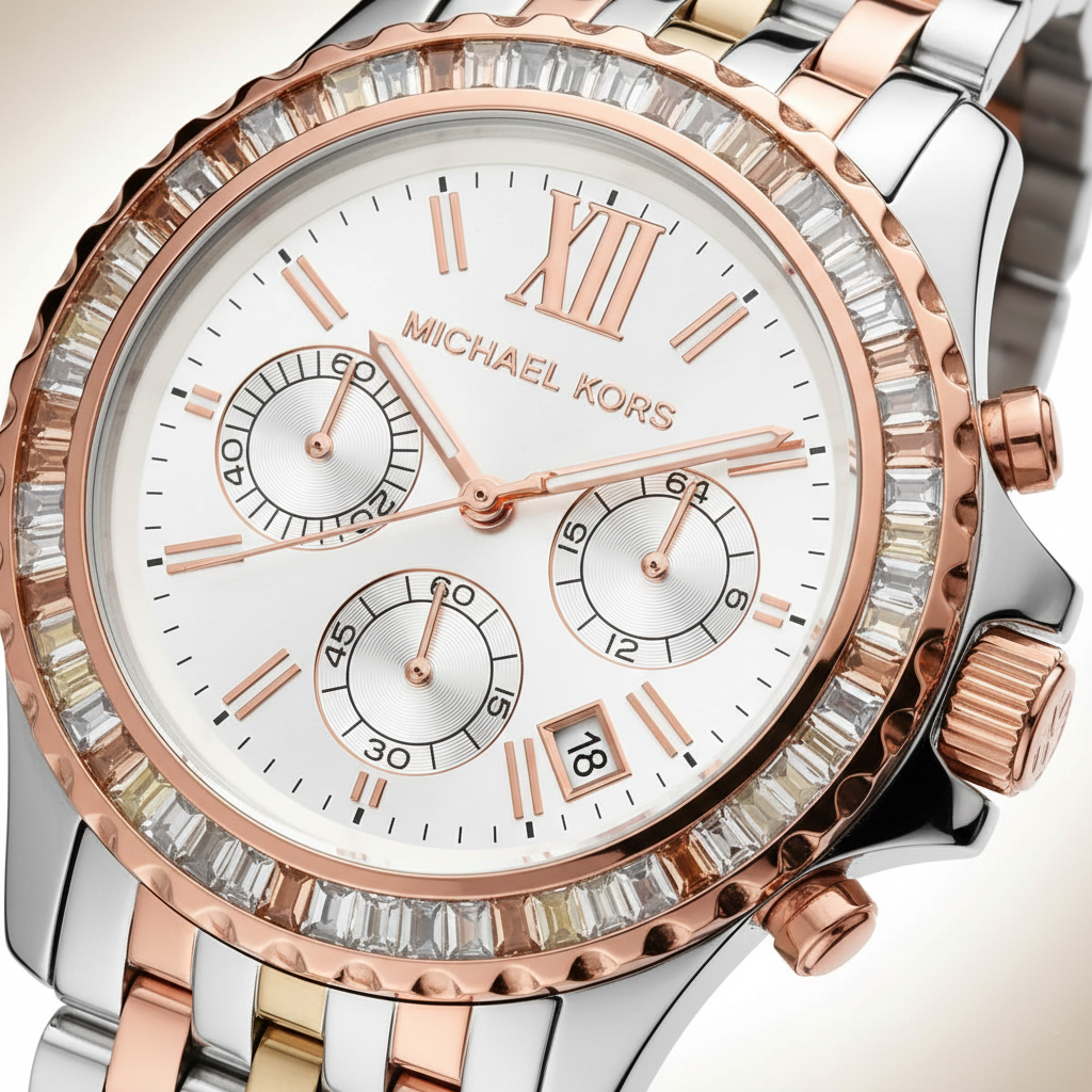 Michael Kors Signature MK5876 38mm Women's Chronograph Watch – Signature with Silver Stainless Steel Bracelet