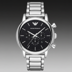 Emporio Armani Luigi AR1894 43mm Men's Chronograph Watch – Black & Black Stainless Steel Bracelet
