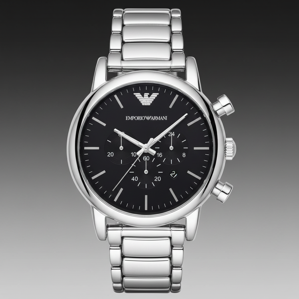 Emporio Armani Luigi AR1894 43mm Men's Chronograph Watch – Black & Black Stainless Steel Bracelet