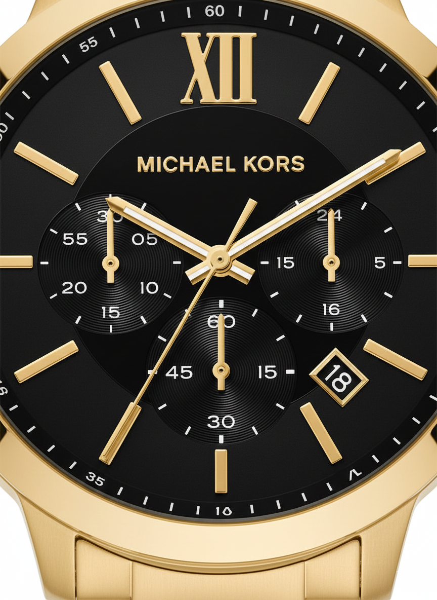 Michael Kors Billie MK9220 44mm Men's Chronograph Watch – Black & Gold-Tone Stainless Steel Bracelet