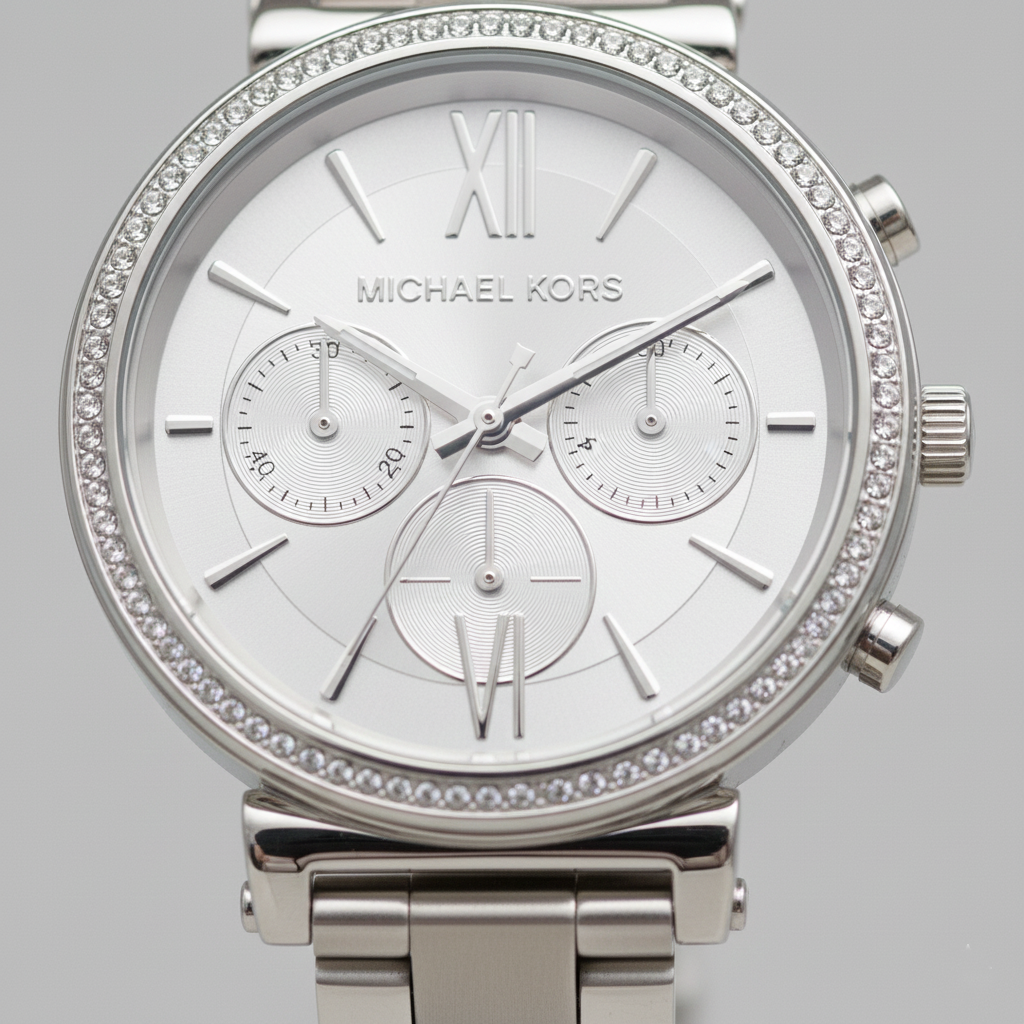 Michael Kors Sofie MK6575 38mm Women's Chronograph Watch – Silver with Silver Stainless Steel Bracelet