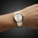 Michael Kors Lennox MK7464 37mm Women's Quartz Watch – White with Two-Tone Stainless Steel Bracelet