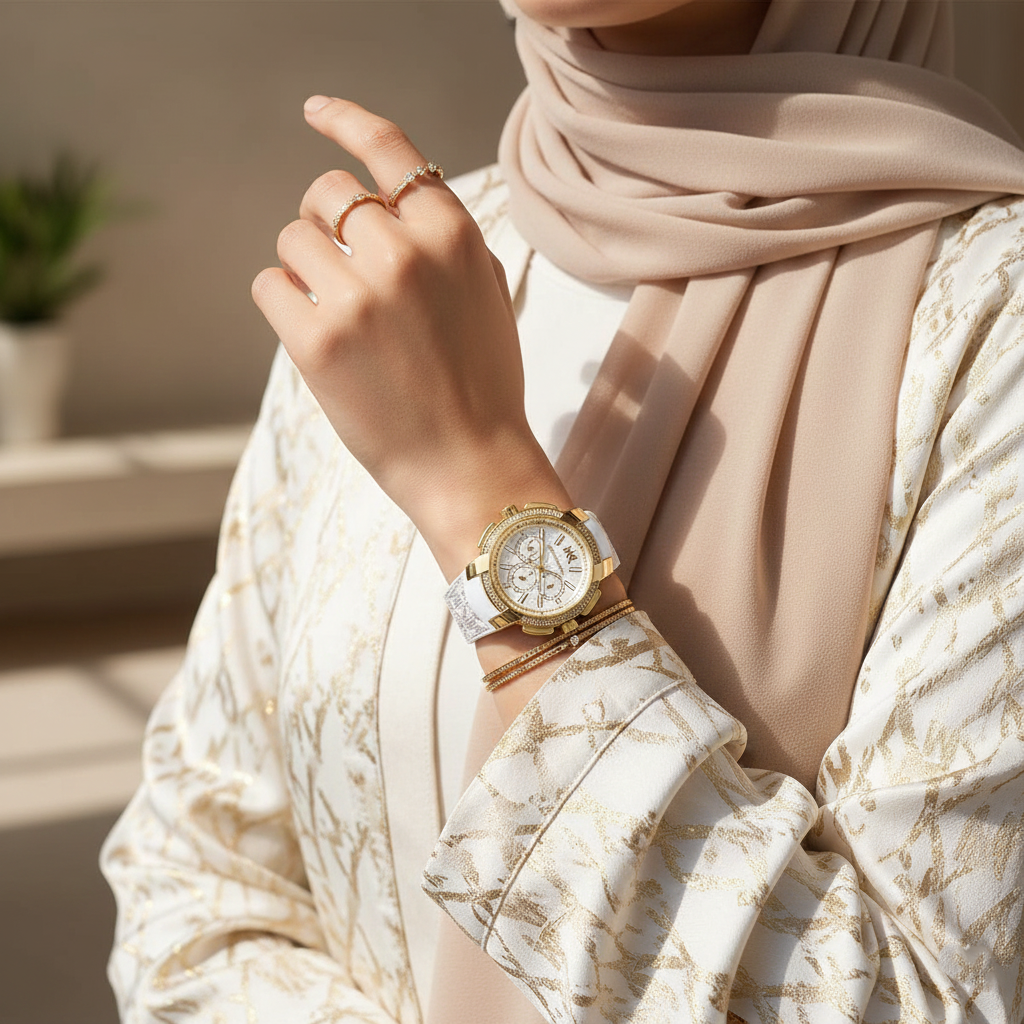 Michael Kors Sidney MK7221 38mm Women's Quartz Watch – White with White Stainless Steel Bracelet