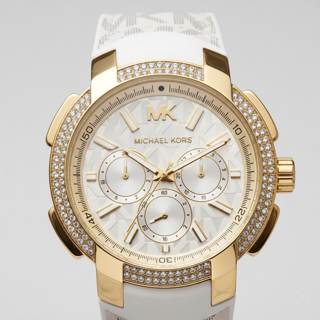 Michael Kors Sidney MK7221 38mm Women's Quartz Watch – White with White Stainless Steel Bracelet