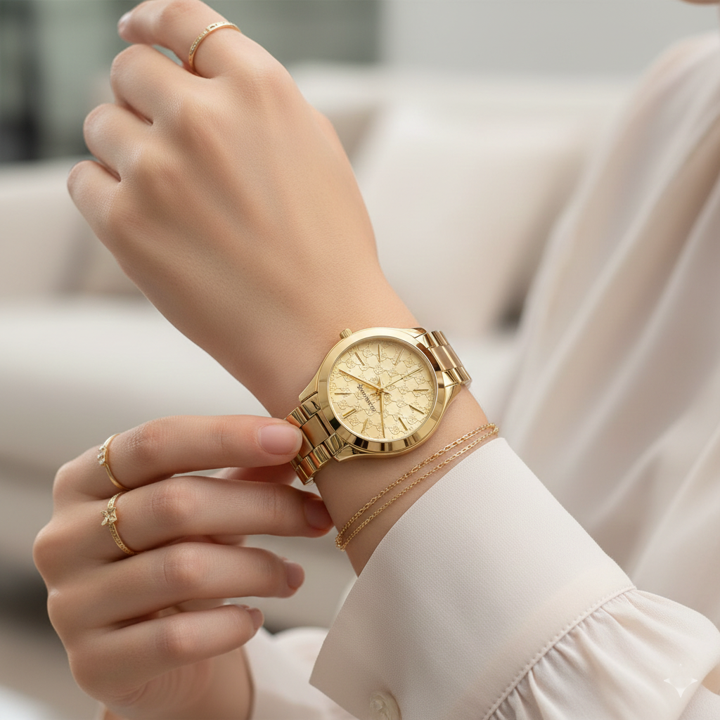 Michael Kors Runway MK3335 38mm Women's Quartz Watch – Gold with Gold Stainless Steel Bracelet