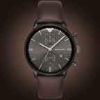 Emporio Armani Gianni AR1932 43mm Men's Chronograph Watch – Grey Sunray & Brown Genuine Leather Strap
