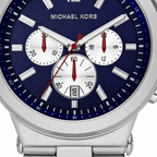 Michael Kors Dylan MK8171 45mm Men's Chronograph Watch – Blue & Silver-Tone Stainless Steel Bracelet