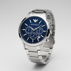 Emporio Armani Renato AR2448 43mm Men's Chronograph Watch – Blue & Blue Stainless Steel Bracelet